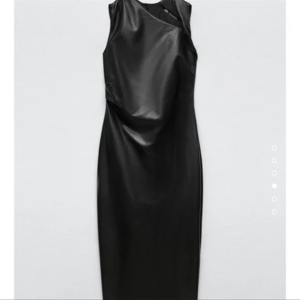 Zara Black Faux Leather Dress Blogger's Favorite XS